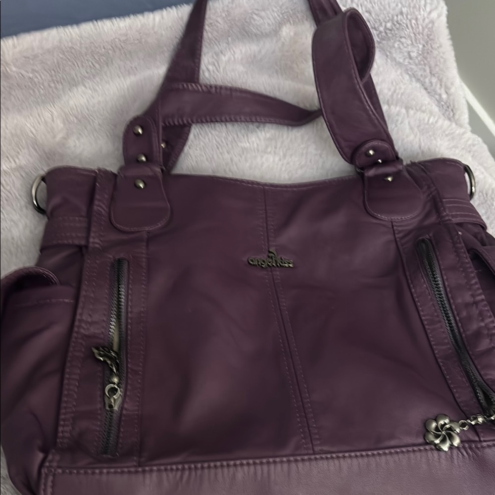 Angel kiss Purple Leather Women's Bag